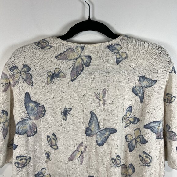 Vintage Fashion Bug Butterfly Button Up Short Sleeve Knit Sweater Women’s 22/24 - Picture 8 of 9